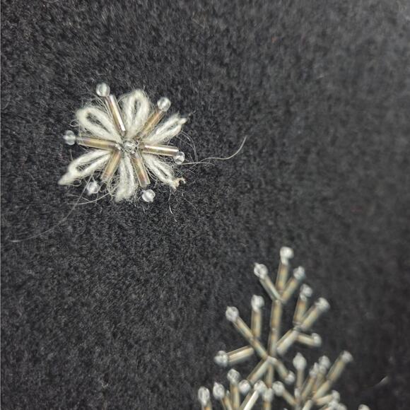 NWPT Nordic Design Wool Beaded Full Zip Sweater Black Size Petite Large - Picture 6 of 10